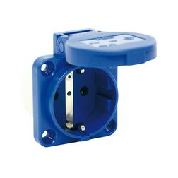 Háztartási dugalj beépíthető 2P+E +csapófedél 16A 3P 250V műanyag 50x50mm kék egyenes S-Nova PCE - 105-0b