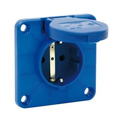 Háztartási dugalj beépíthető 2P+E +csapófedél 16A 3P 250V műanyag 75x75mm kék egyenes P-Nova+ PCE - 109-8b