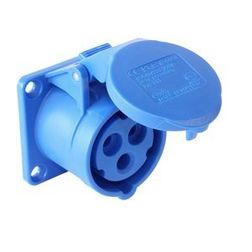 Ipari dugalj beépíthető 2P+E 16A 230V(50+60Hz) kék egyenes IP44 műanyag 6h-pozíció csavaros PCE - 313-6