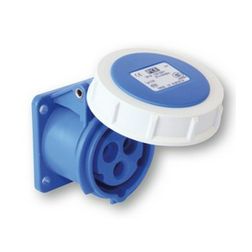 Ipari dugalj beépíthető 2P+E 16A 230V(50+60Hz) kék egyenes IP67 műanyag 6h-pozíció csavaros PCE - 3132-6