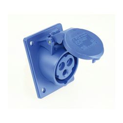 Ipari dugalj beépíthető 2P+E 16A 230V(50+60Hz) kék ferde IP44 műanyag 6h-pozíció csavaros PCE - 413-6