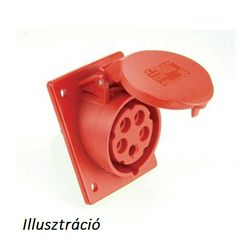 Ipari dugalj beépíthető 3P+E 16A 400V(50+60Hz) piros ferde IP44 műanyag 6h-pozíció csavaros PCE - 414-6