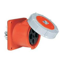 Ipari dugalj beépíthető 3P+E 63A 400V(50+60Hz) piros egyenes IP67 műanyag 6h-pozíció csavaros PCE - 334-6