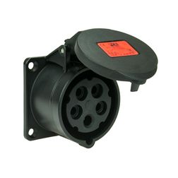 Ipari dugalj beépíthető 3P+N+E 16A 400V(50+60Hz) piros egyenes IP54 műanyag 6h-pozíció PCE - 315-6x