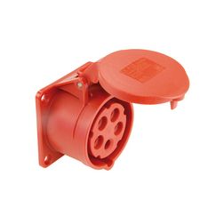 Ipari dugalj beépíthető 3P+N+E 32A 400V(50+60Hz) piros egyenes IP44 műanyag 6h-pozíció PCE - 325-6