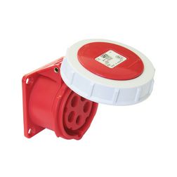 Ipari dugalj beépíthető 3P+N+E 32A 400V(50+60Hz) piros egyenes IP67 műanyag 6h-pozíció PCE - 3252-6