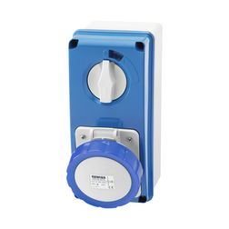 Ipari dugalj falra szerelhető 2P+E mechanikai reteszelés 16A IP67 200-250V(50+60Hz) kék IB GEWISS - GW66204N