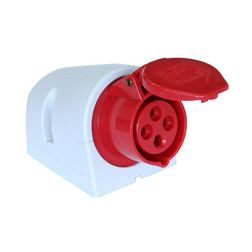 Ipari dugalj falra szerelhető 3P+E 32A 400V(50+60Hz) piros IP44 műanyag 6h-pozíció csavaros PCE - 124-6