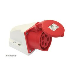 Ipari dugalj falra szerelhető 3P+E 32A 400V(50+60Hz) piros IP44 műanyag 6h-pozíció csavaros PCE - 124-6k