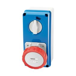 Ipari dugalj falra szerelhető 3P+N+E mechanikai reteszelés 32A IP67 műanyag 6h-pozíció IB GEWISS - GW66220N