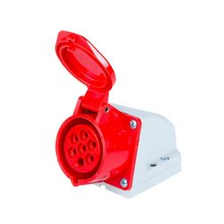 Ipari dugalj falra szerelhető 6P+E 16A 400V(50+60Hz) piros IP44 műanyag 6h-pozíció csavaros PCE - 117-6