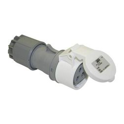 Ipari dugalj lengő 2P+E 16A >50V szürke egyenes IP44 műanyag 12h-pozíció csavaros Twist PCE - 283-12