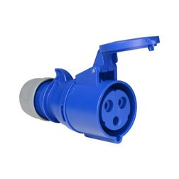 Ipari dugalj lengő 2P+E 32A 230V(50+60Hz) kék egyenes IP44 műanyag 6h-pozíció csavaros Shark PCE - 223-6
