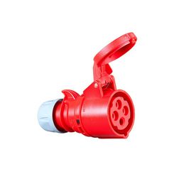 Ipari dugalj lengő 3P+E 16A 400V(50+60Hz) piros egyenes IP44 műanyag 6h-pozíció Shark PCE - 214-6