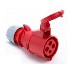 Ipari dugalj lengő 3P+N 32A 400V(50+60Hz) piros egyenes IP44 műanyag 6h-pozíció Shark PCE - 224-6