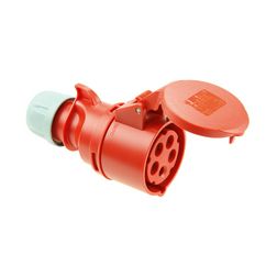 Ipari dugalj lengő 3P+N+E 16A 400V(50+60Hz) piros egyenes IP44 műanyag 6h-pozíció Shark PCE - 215-6