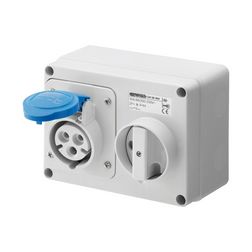 Ipari dugalj ráépíthető 2P+E mechanikai reteszelés 16A IP44 200-250V(50+60Hz) kék IB GEWISS - GW66004