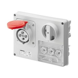 Ipari dugalj ráépíthető 3P+E 3xD01 hengeres betét mechanikai reteszelés 16A IP44 IB GEWISS - GW66130