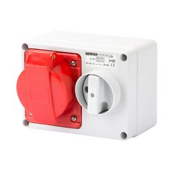 Ipari dugalj ráépíthető 3P+N+E mechanikai reteszelés 32A IP44 380-415V(50+60Hz) piros IB GEWISS - GW66020