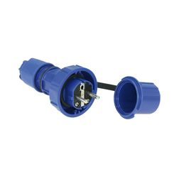 Ipari dugvilla +védőfedél földelt 16A egyenes 250V kék műanyag csavaros IP68 PCE - 20051-b
