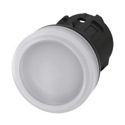 Jelzőlámpa fej műanyag d22 kerek fehér lapos 1-lámpa fekete műanyag-gyűrű SIRIUS ACT SIEMENS - 3SU1001-6AA60-0AA0