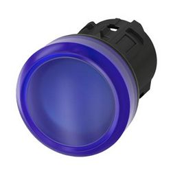 Jelzőlámpa fej műanyag d22 kerek kék lapos 1-lámpa fekete műanyag-gyűrű SIRIUS ACT SIEMENS - 3SU1001-6AA50-0AA0