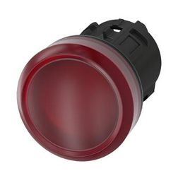 Jelzőlámpa fej műanyag d22 kerek piros lapos 1-lámpa fekete műanyag-gyűrű SIRIUS ACT SIEMENS - 3SU1001-6AA20-0AA0