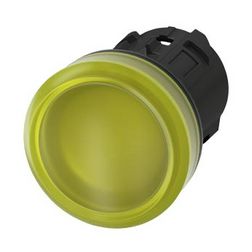 Jelzőlámpa fej műanyag d22 kerek sárga lapos 1-lámpa fekete műanyag-gyűrű SIRIUS ACT SIEMENS - 3SU1001-6AA30-0AA0