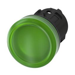 Jelzőlámpa fej műanyag d22 kerek zöld lapos 1-lámpa fekete műanyag-gyűrű SIRIUS ACT SIEMENS - 3SU1001-6AA40-0AA0