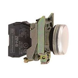 Jelzőlámpa komplett fém d22 1x LED fehér 230-240V AC/DC kerek lapos Harmony XB4 Schneider - XB4BVM1