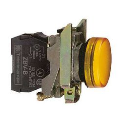 Jelzőlámpa komplett fém d22 1x LED narancs 24V AC/DC kerek lapos Harmony XB4 Schneider - XB4BVB5