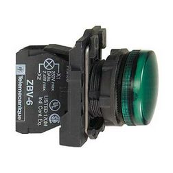 Jelzőlámpa komplett műa. d22 1x LED zöld 24V AC/DC kerek lapos Harmony XB5 Schneider - XB5AVB3