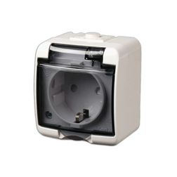 Junior 162 dugalj földelt komplett házban csapófedéllel gyerekzárral fehér IP44 falonkívüli ANCO - 321343