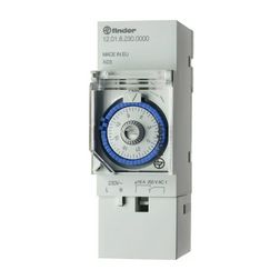 Kapcsolóóra sorolható analóg kvarc 1csatorna napi 2M 16A kalapsínre 12.01.8.230.0000 FINDER - 120182300000