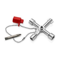 Kapcsolószekrény kulcs multifunkciós 7profil keresztkulcs 2bit 76mm univerzális KNIPEX - 001103