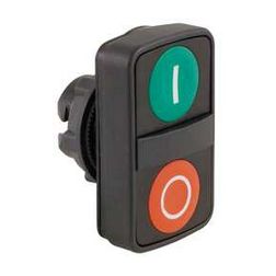 Kettős nyomógombfej műanyag d22 I/O lapos piros/zöld téglalap visszaugró Harmony XB5 Schneider - ZB5AA7341