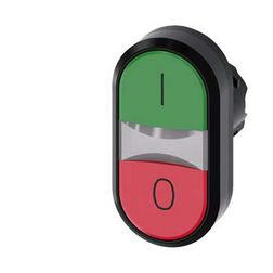 Kettős nyomógombfej műanyag d22 I/O világító lapos piros/zöld visszaugró SIRIUS ACT SIEMENS - 3SU1001-3AB42-0AK0