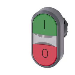 Kettős nyomógombfej műanyag d22 I/O világító lapos piros/zöld visszaugró SIRIUS ACT SIEMENS - 3SU1031-3AB42-0AK0