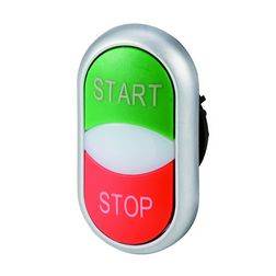 Kettős nyomógombfej műanyag d22 jelzőlámpával világító lapos kerek M22-DDL-GR-GB1/GB0 EATON - 216702