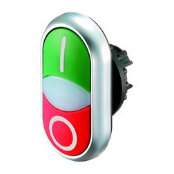 Kettős nyomógombfej műanyag d22 jelzőlámpával világító lapos kerek M22-DDL-GR-X1/X0 EATON - 216700