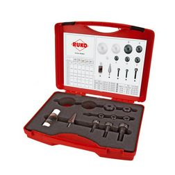 Kézi lyukasztókészlet M16-M40 max.4mm-lemezhez acél-hoz 5bélyeggel 16.5-40.5mm 3 RUKO - 109006K