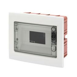 Kiselosztó PE/N műanyag 1x 8M süllyesztett fehér IP40 átlátszó kivágott ajtó 40CDi GEWISS - GW40604BS