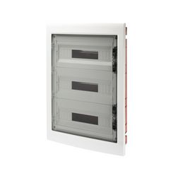 Kiselosztó PE/N műanyag 3x 18M süllyesztett fehér IP40 átlátszó kivágott ajtó 40CDi GEWISS - GW40610BD