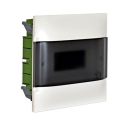 Kiselosztó PE/N-sín 63A műanyag 1x 12M üreges falba fehér IP40 átlátszó ajtó PractiboxS LEGRAND - 135171