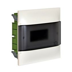 Kiselosztó PE/N-sín 63A műanyag 1x 8M üreges falba fehér IP40 átlátszó ajtó PractiboxS LEGRAND - 134178