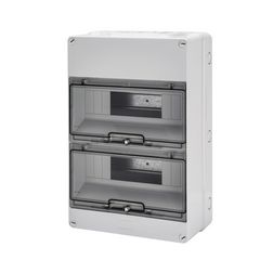 Kiselosztó PE/N sín nélkül UV-álló DC1000V 2x 12M falonkívüli szürke IP55 átlátszó 40CD GEWISS - GW40007