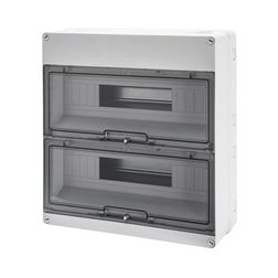 Kiselosztó PE/N sín nélkül UV-álló DC1000V 2x 18M falonkívüli szürke IP55 átlátszó 40CD GEWISS - GW40009