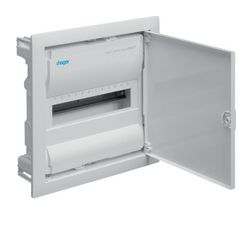 Kiselosztó PE/N-sínnel 63A műanyag 1x 12M süllyesztett fehér IP30 teli ajtó Volta Hager - VU12NE