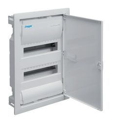 Kiselosztó PE/N-sínnel 63A műanyag 2x 12M süllyesztett fehér IP30 teli ajtó Volta Hager - VU24NE