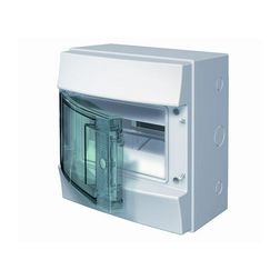 Kiselosztó PE/N-sínnel műanyag 1x 8M falonkívüli fehér IP65 átlátszó ajtó Mistral 65P08X12A ABB - 1SLM006501A1201